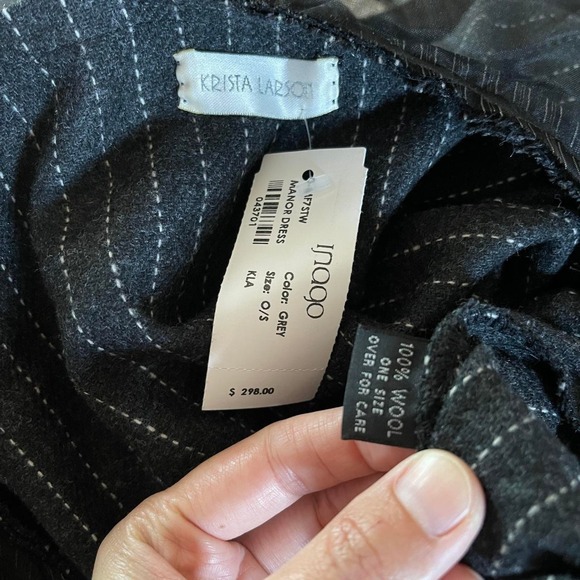Vintage Y2K NWT Krista Larson Dress Gray Pinstripe Wool Blend‎ Academia One Size - Picture 6 of 7